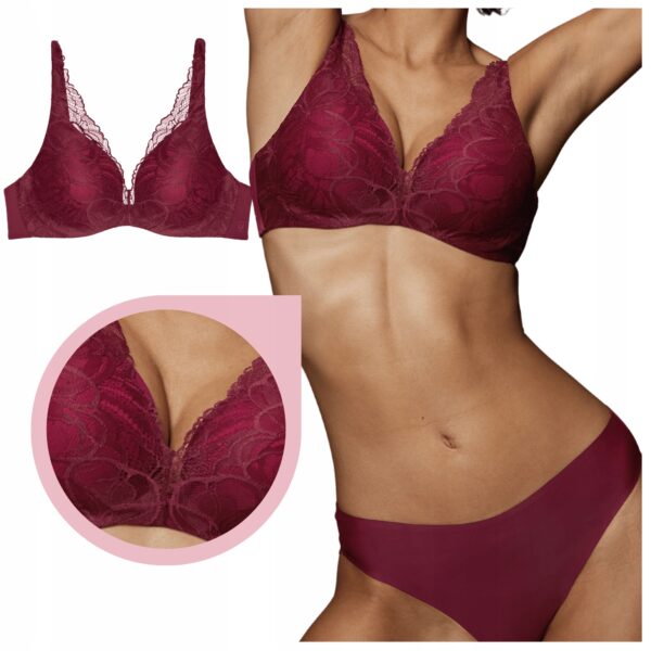 Triumph biustonosz  Illusion Lace WP usztywniany czerwony rozmiar 70F