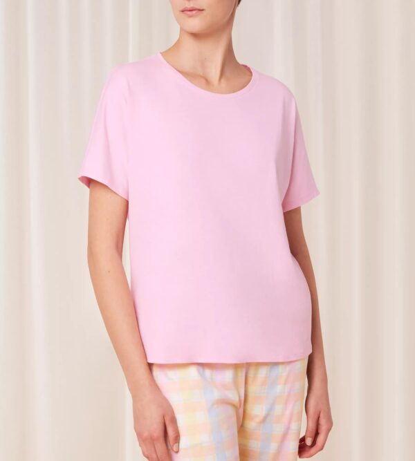 Triumph koszula damska krótki rękaw bez wzoru różowy TOP SSL 03 X rozmiar M